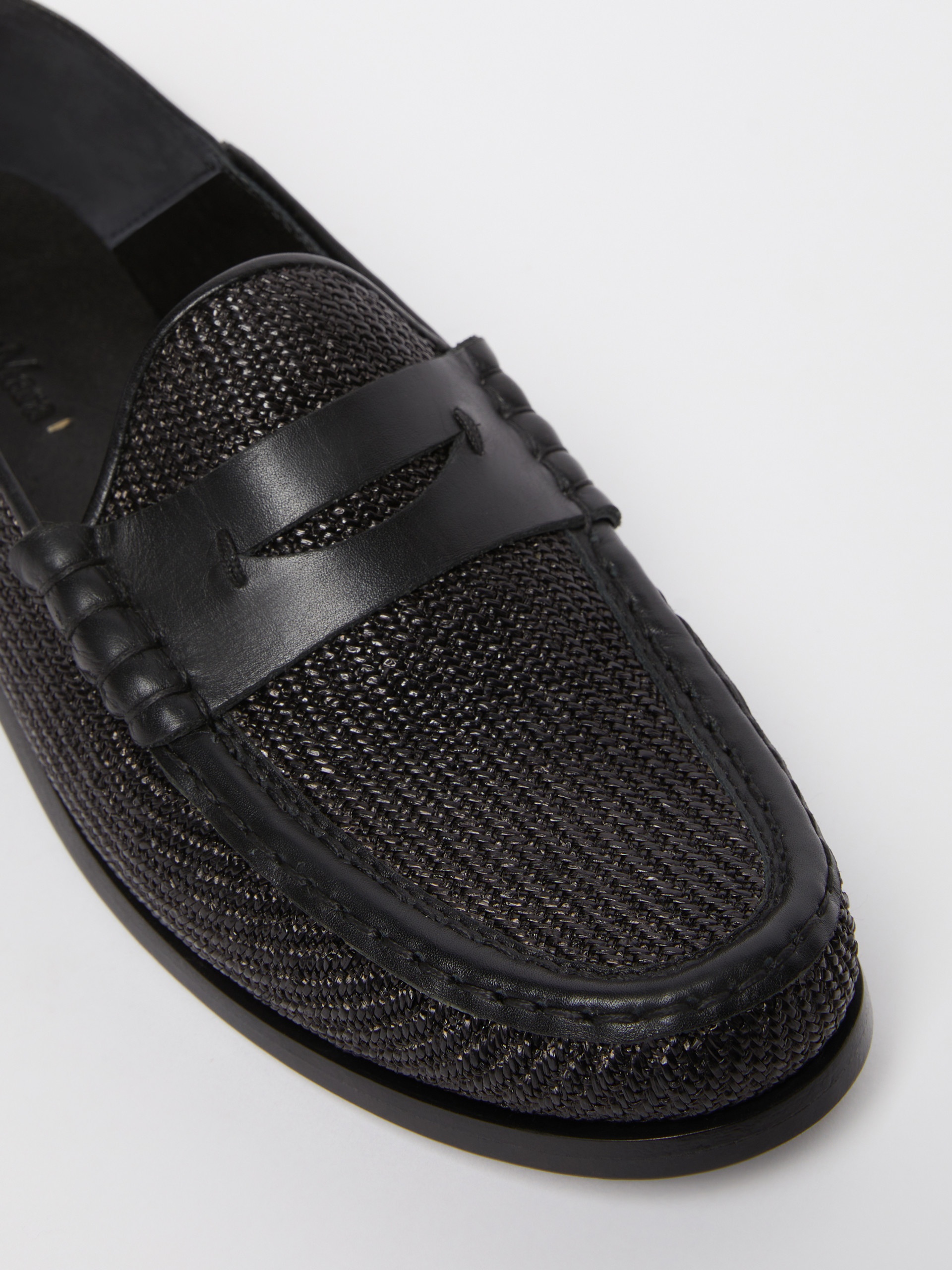 STRAWLOAFER Raffia-effect loafers - 4