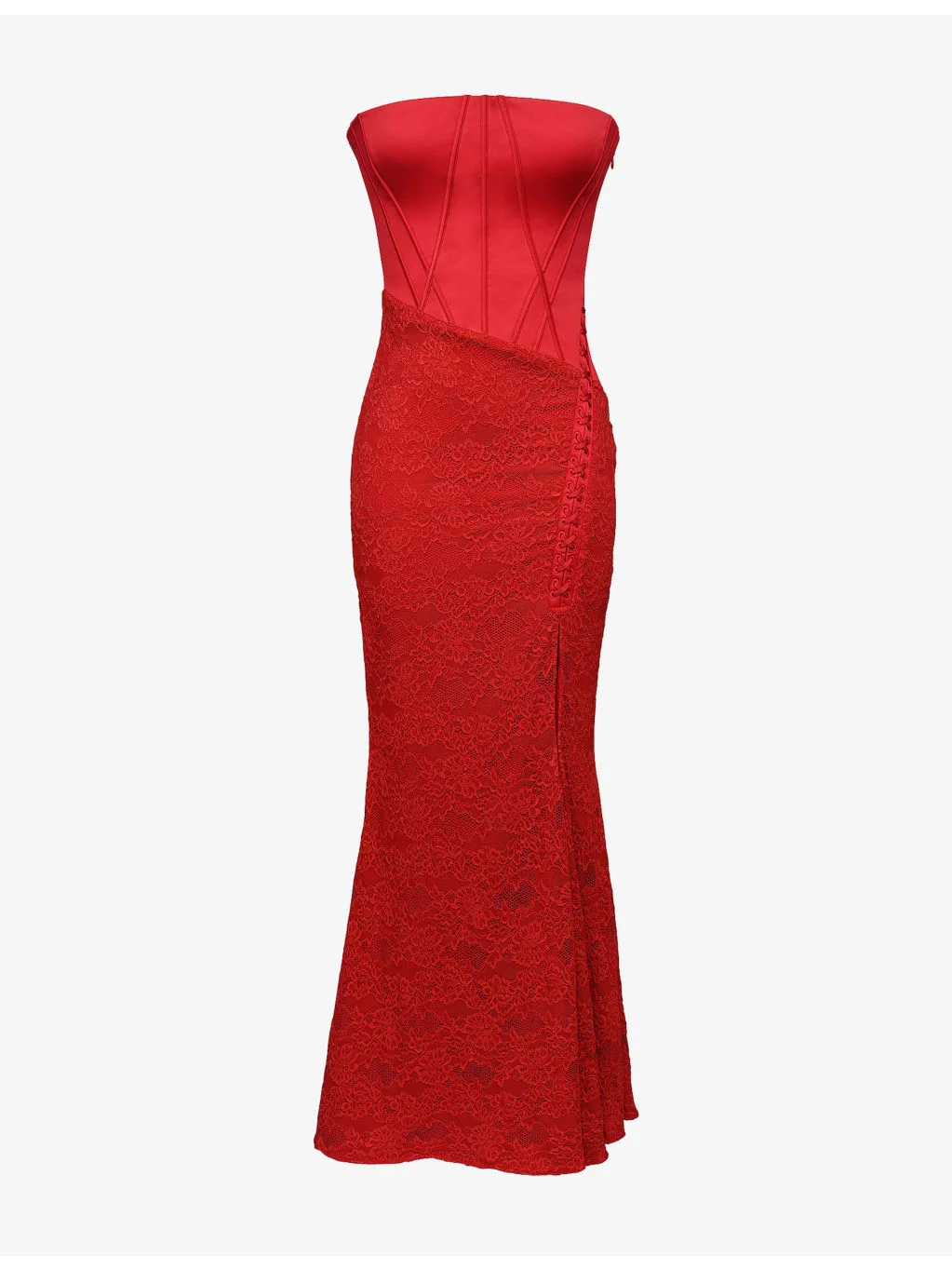 Valerie Strapless Satin and Lace Maxi Dress - 1