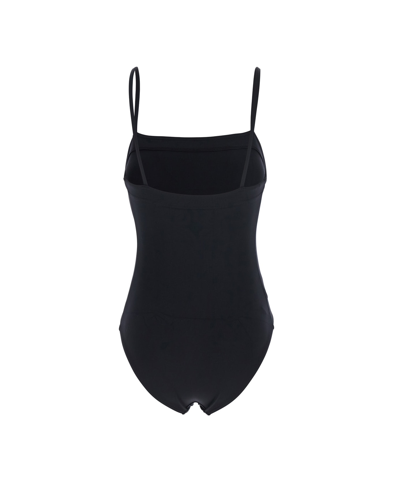 'acquarelle' Black One-piece Swimsuit With Back Neckline In Tech Fabric Woman - 2