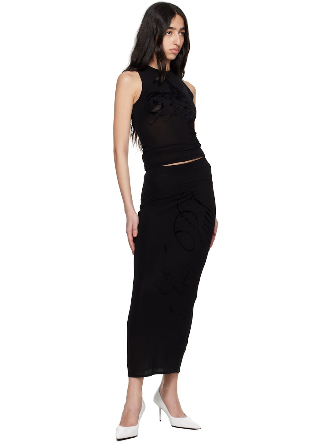 Black Light Viscose Jersey Tank Top - 4