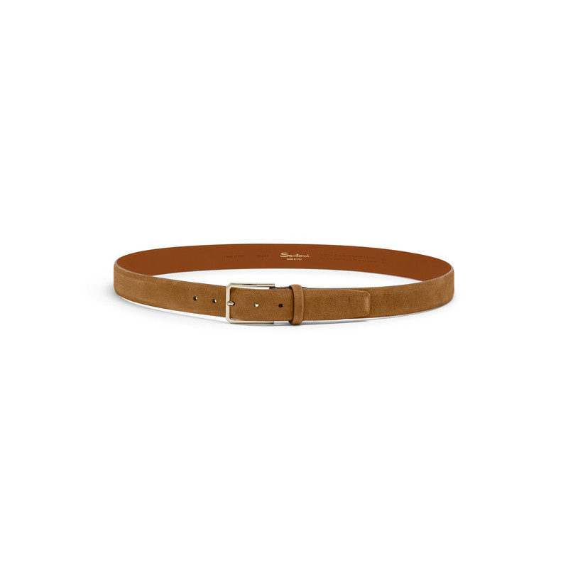 Men's light brown suede adjustable belt 3
