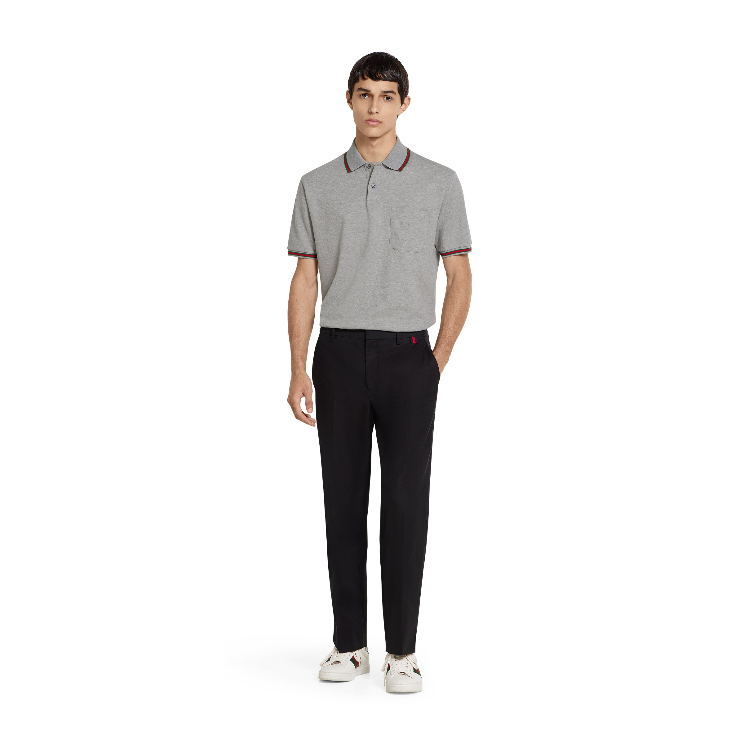 Cotton piquet polo shirt with embroidery - 2
