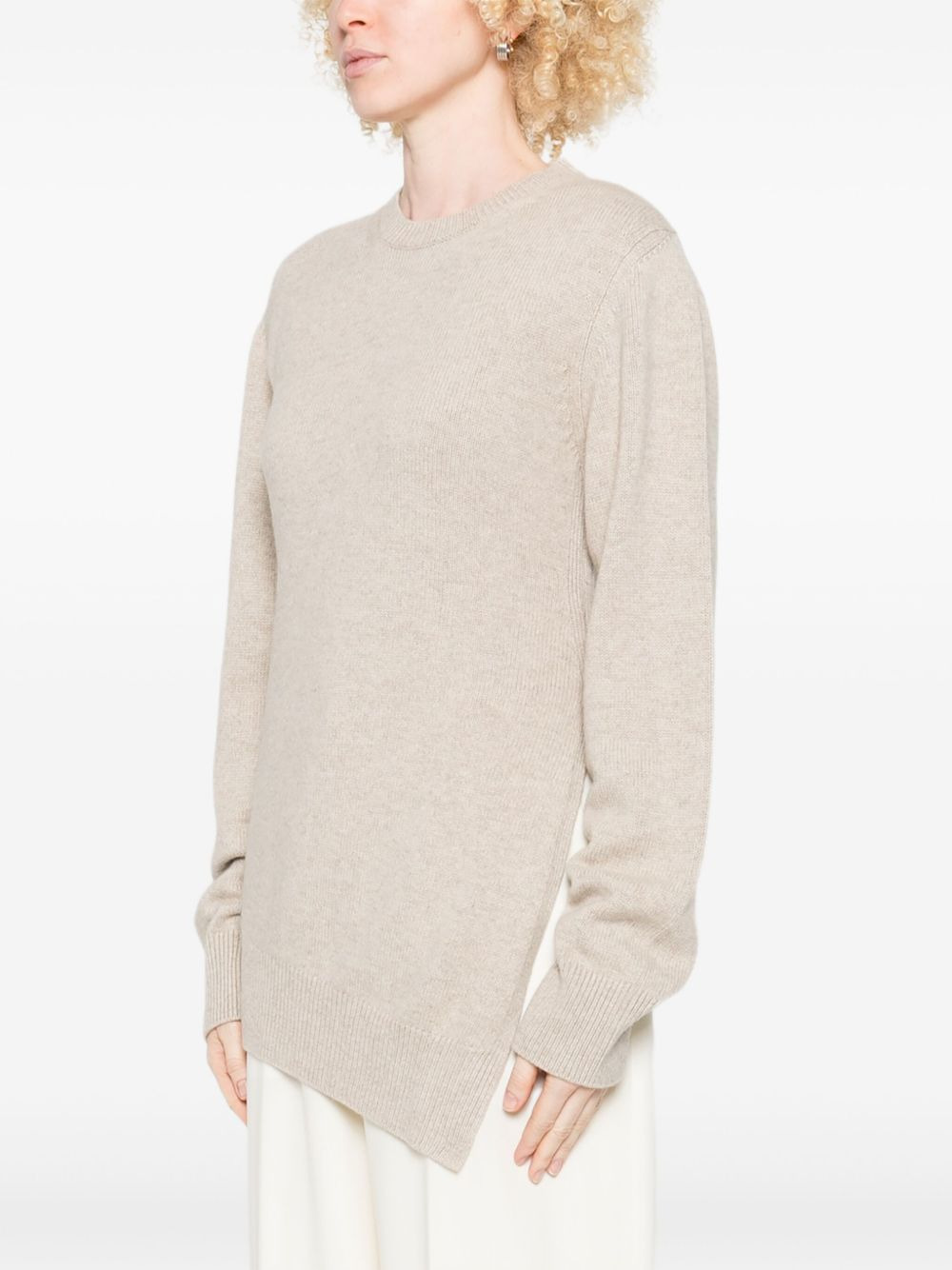 asymmetric-hem wool sweater - 3