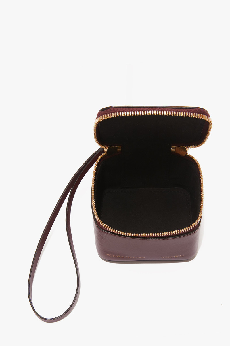 Victoria Beckham Micro Vanity Wristlet In Burgundy Leather outlook