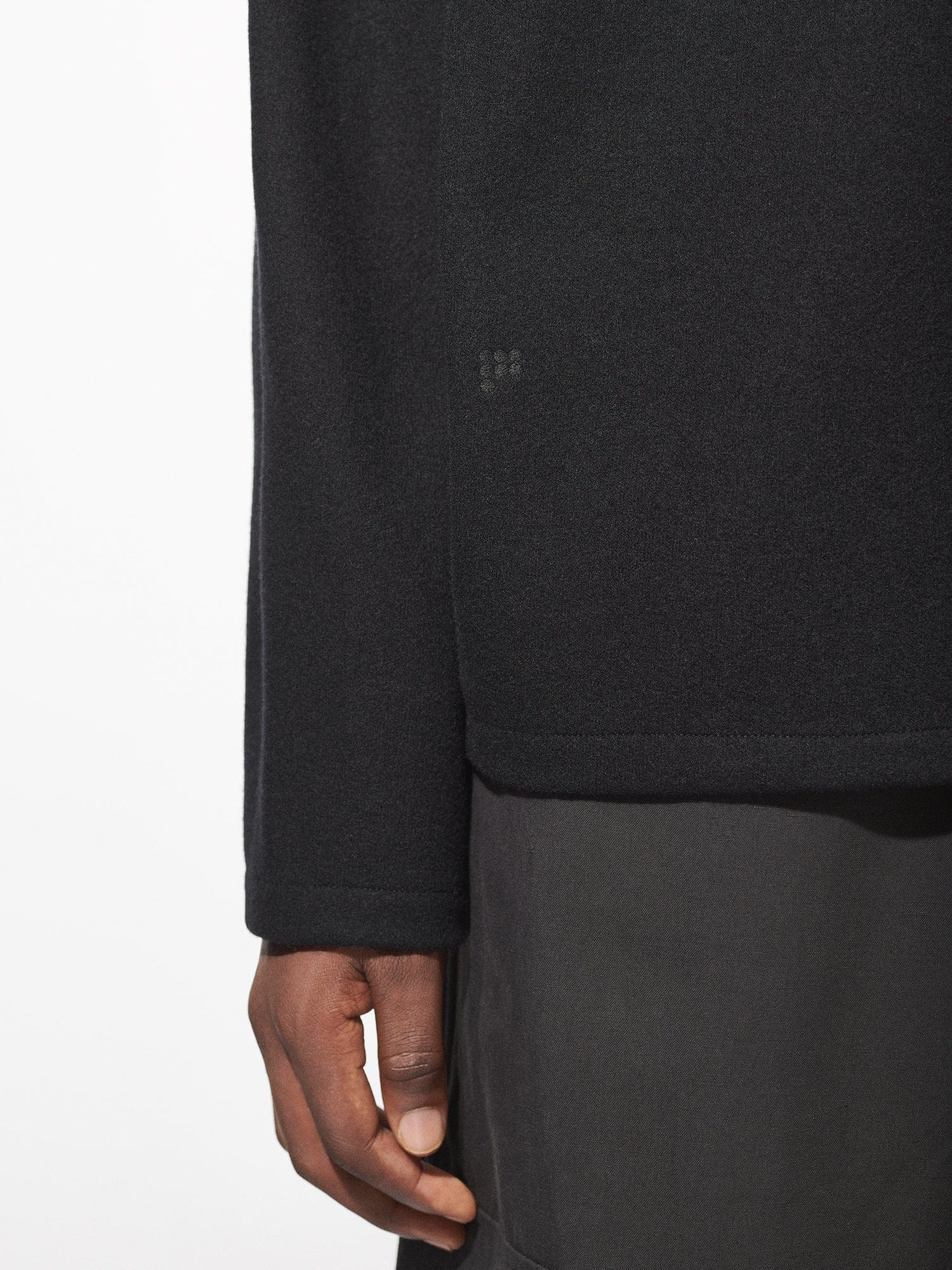 Men's Recycled Wool Jersey Half-Zip Sweater - Black - 6