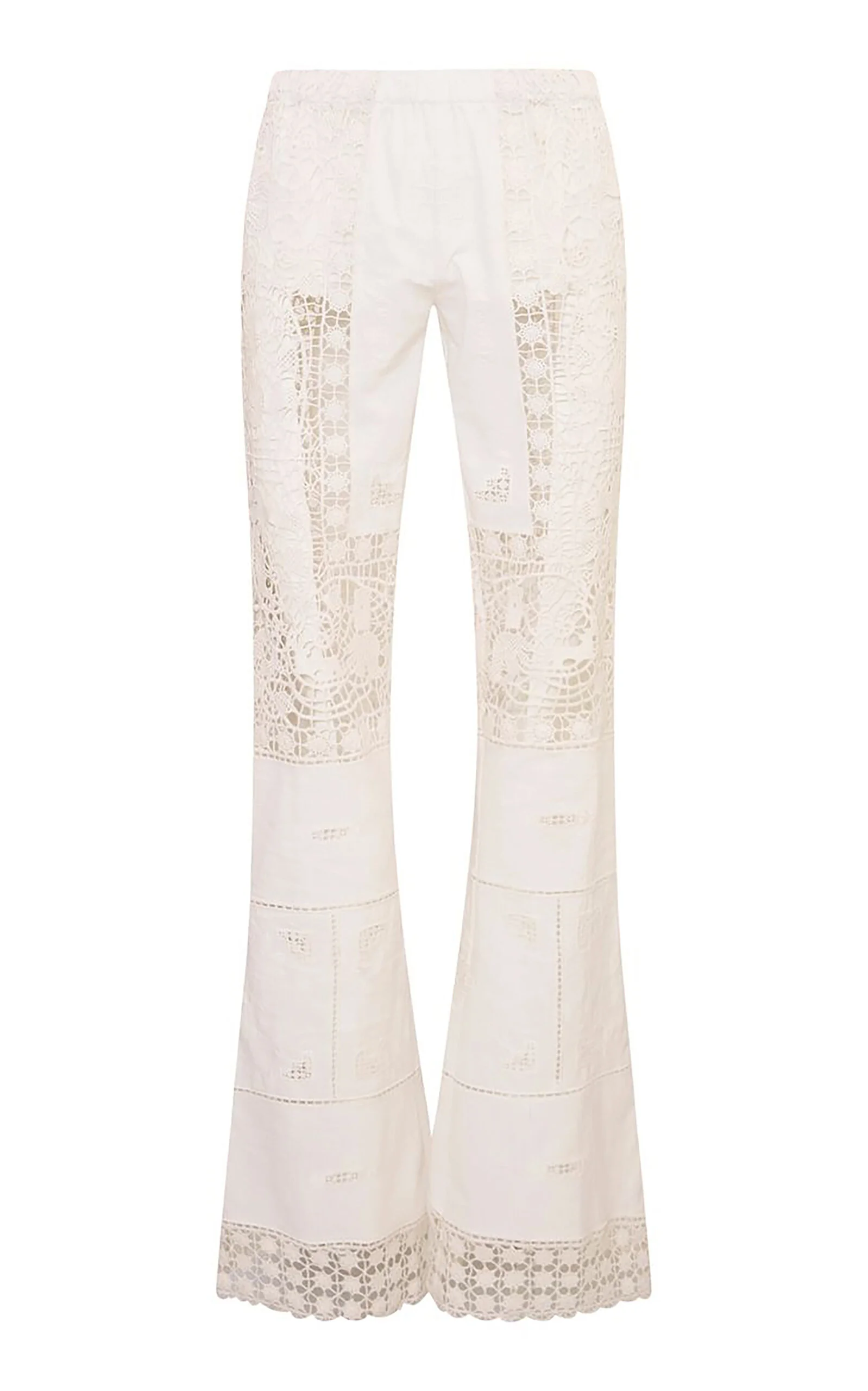 Lilo Patchwork Cotton Lace Pants white - 1