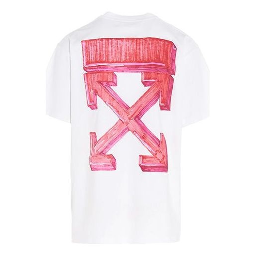 Off-White Back Arrow Printing Pattern Round Neck Short Sleeve Loose Fit White OMAA038E20JER0020125 - 2