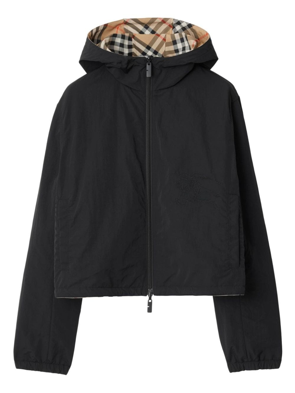 cropped reversible check jacket - 4