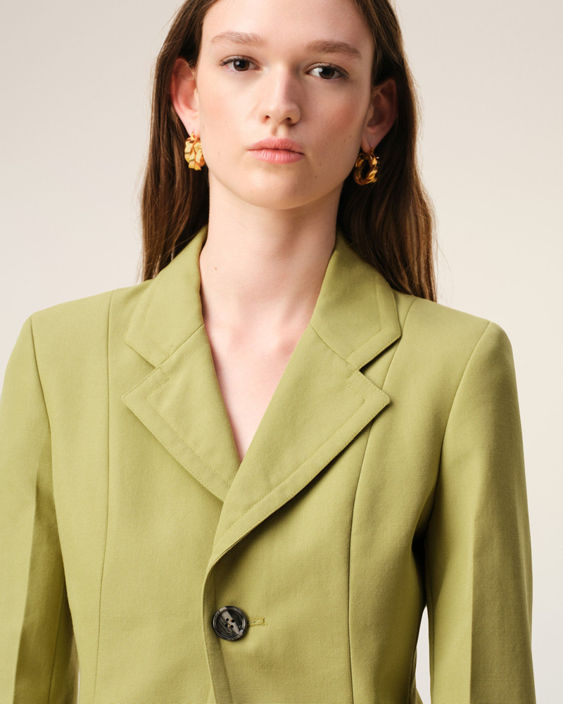 GREEN NEW WOOL SINGLE BREASTED FITTED JACKET 4