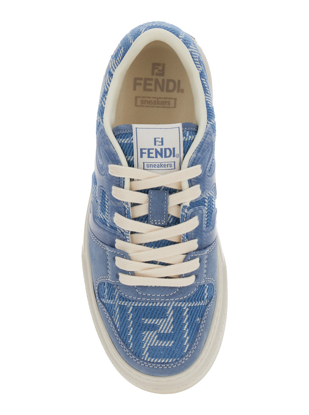 Fendi Women 'Match' Blue Sneaker With All-Over Ff Motif And Platform In Leather And Fabric Woman - 4