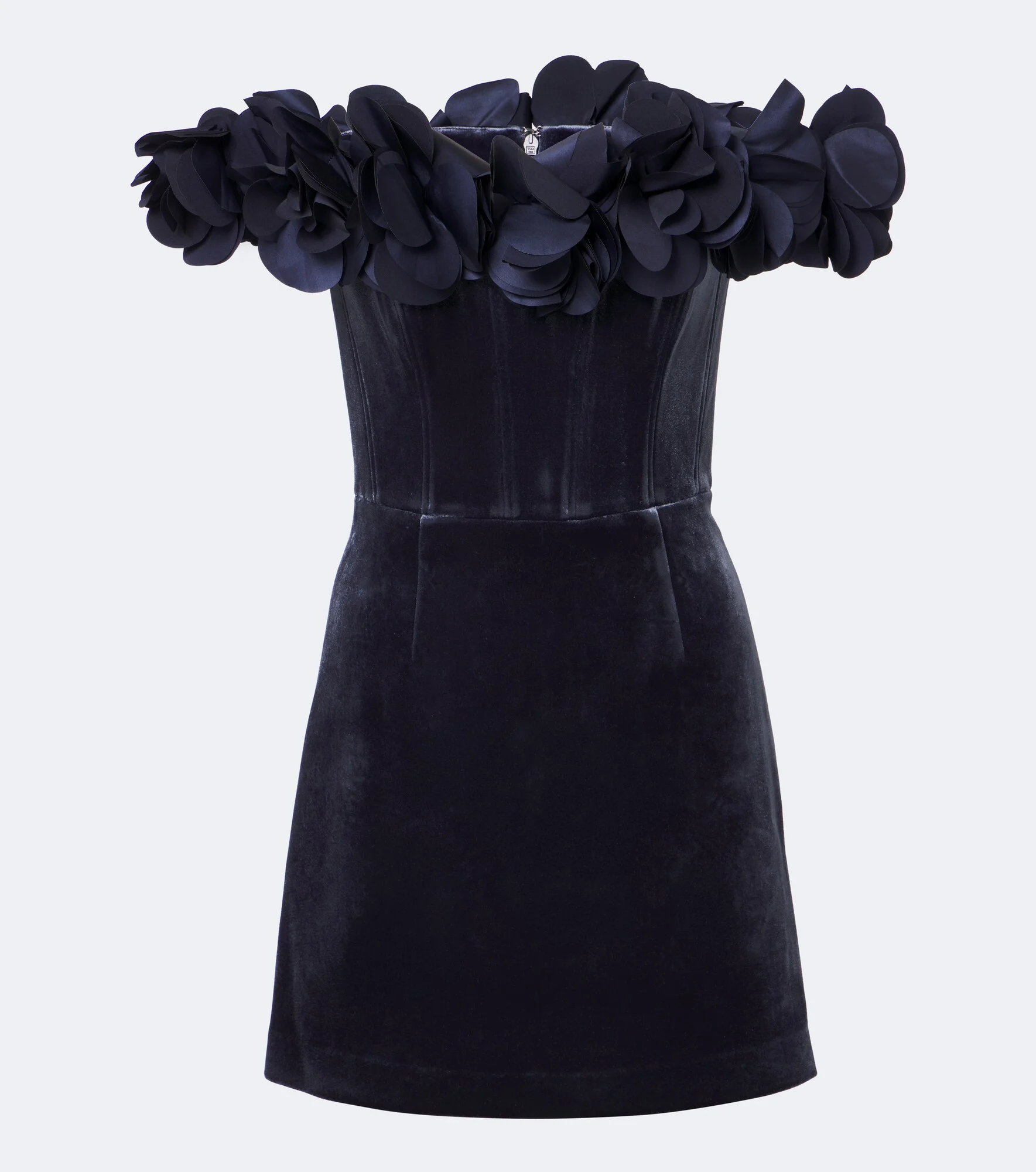 Charles floral-appliqué velvet minidress - 1