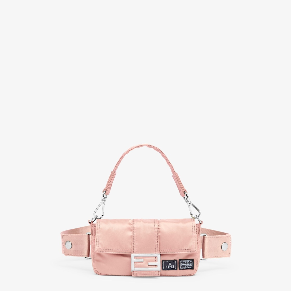Baguette mini mobile phone pouch made of strong, high performance pink Porter® nylon with square fla - 1