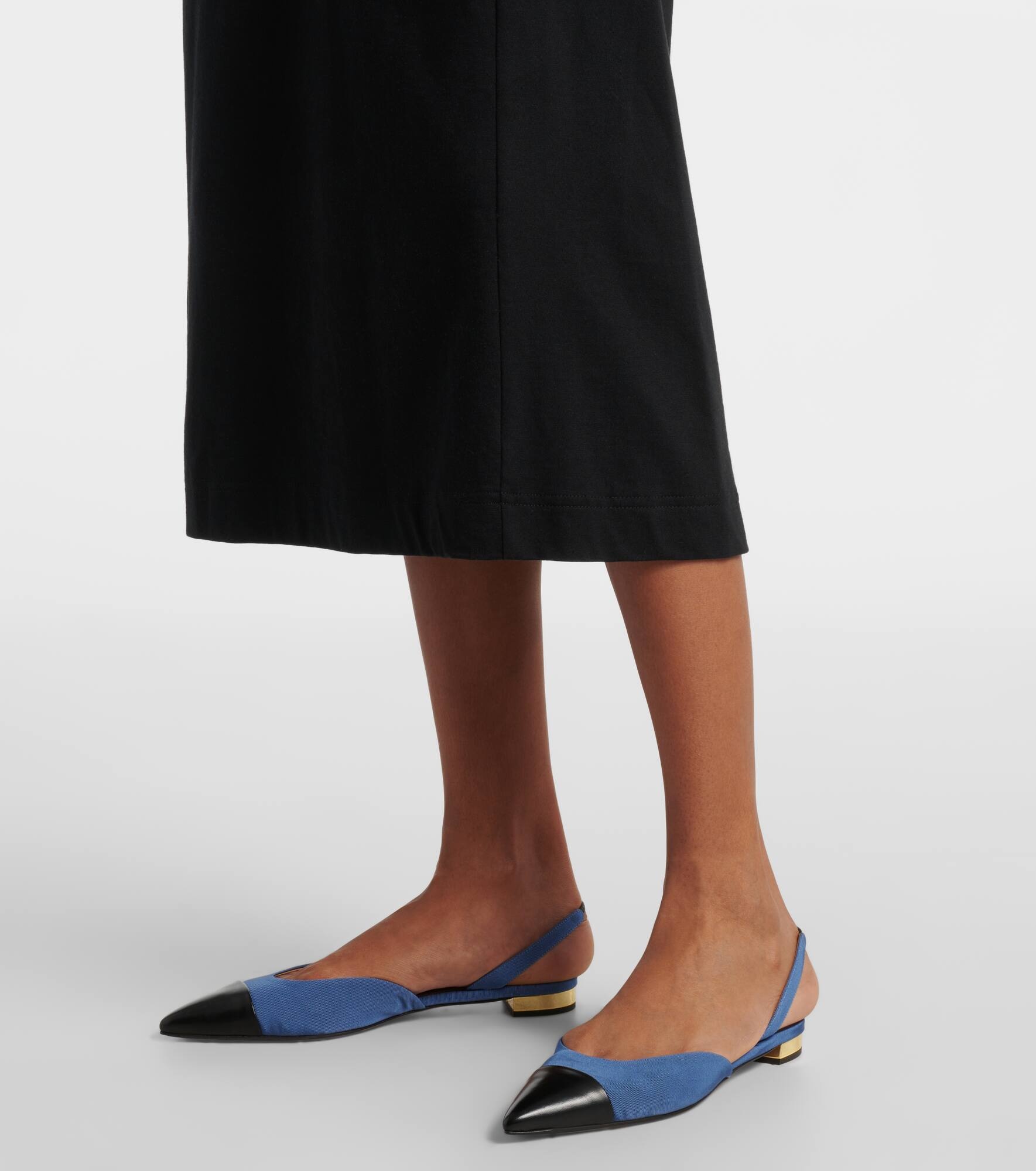 Milanese leather-trimmed slingback flats - 4