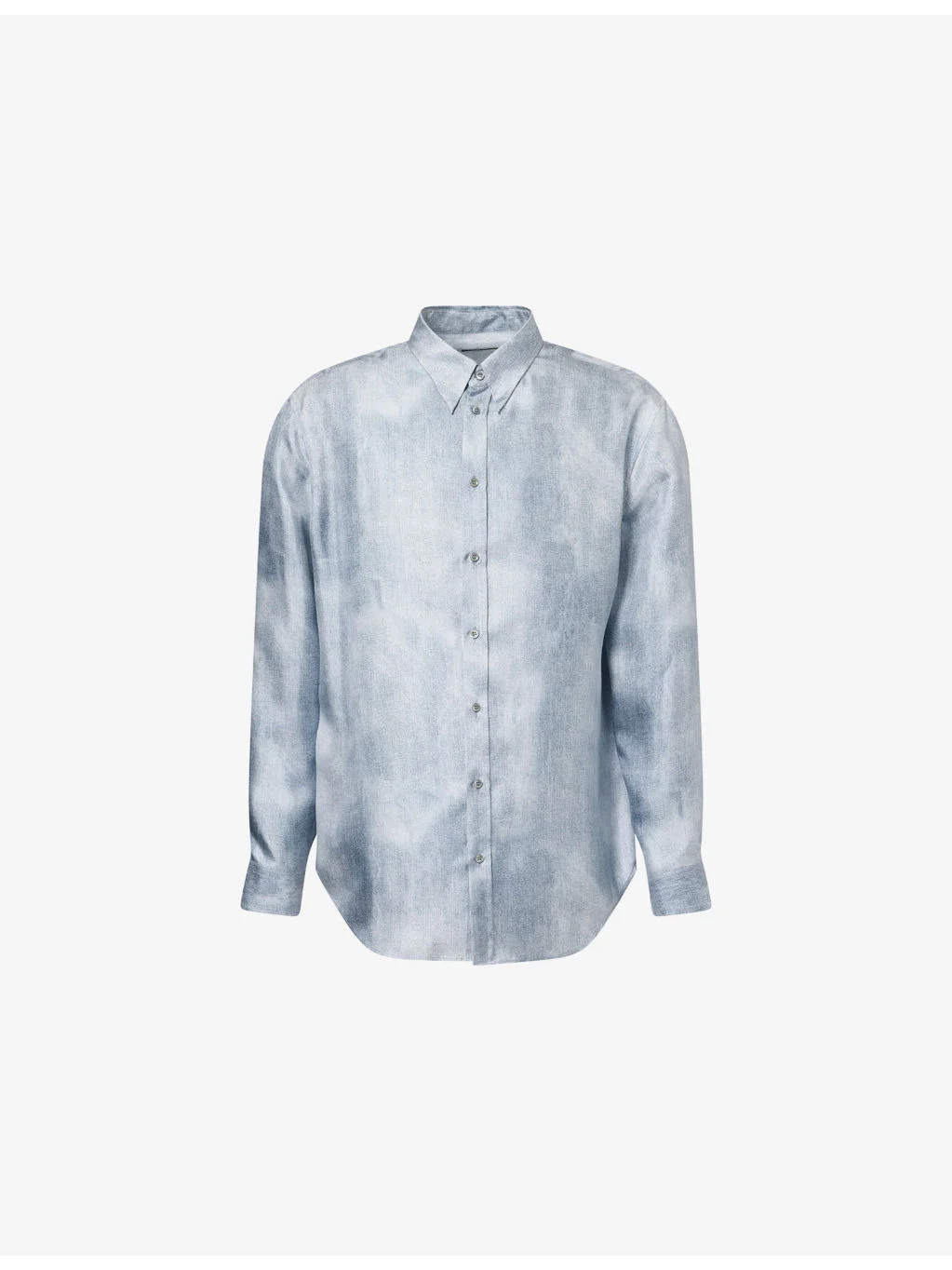 Printed Long-Sleeve Silk Shirt - 1