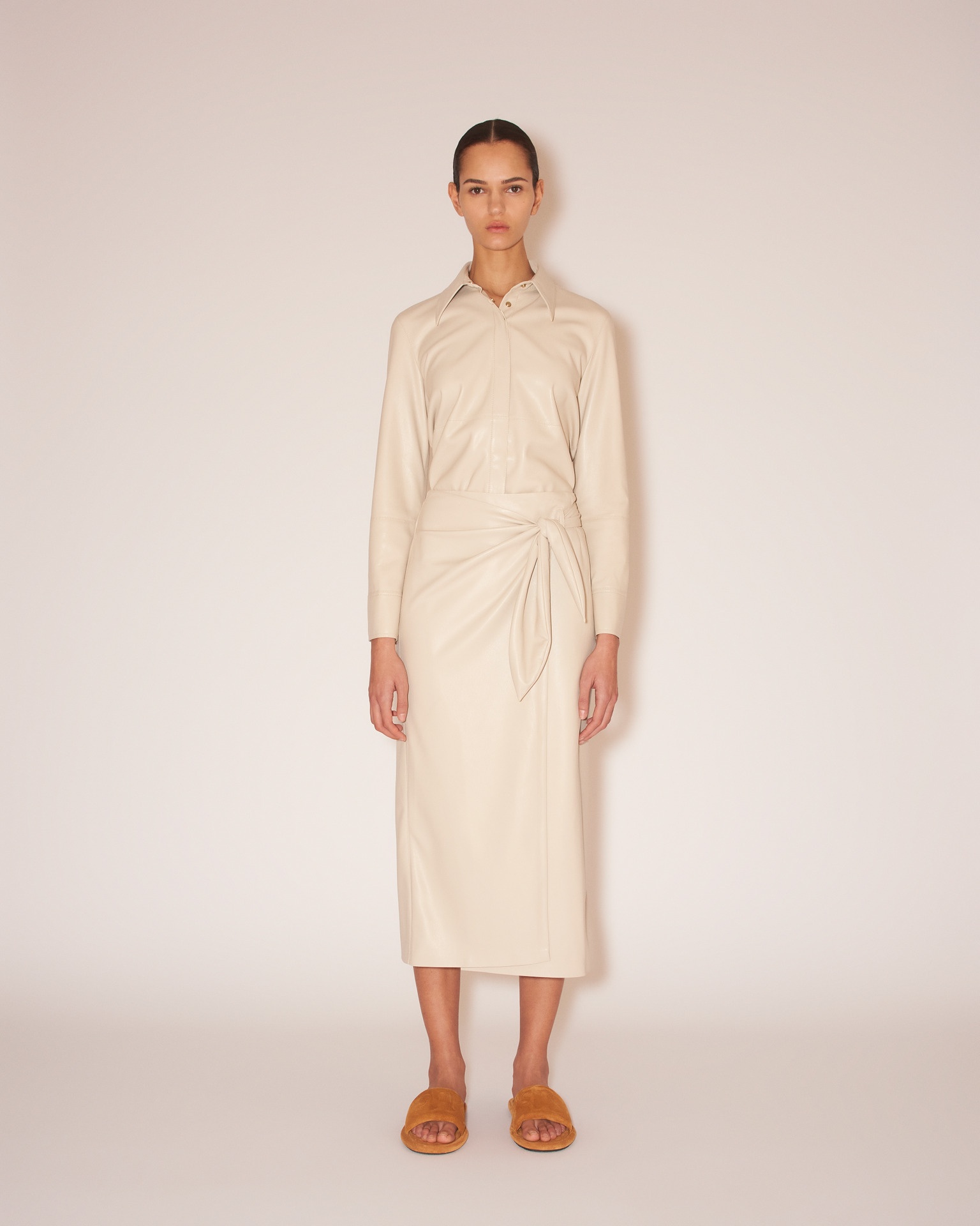 AMAS - OKOBOR™ alt-leather sarong skirt - Creme - 3