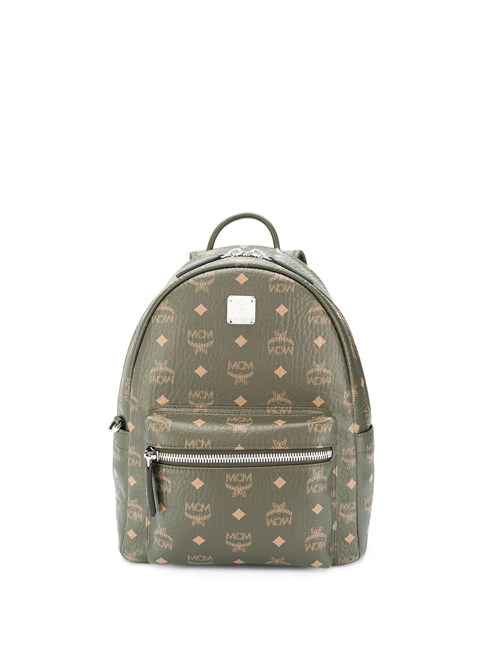 logo print leather backpack - 1