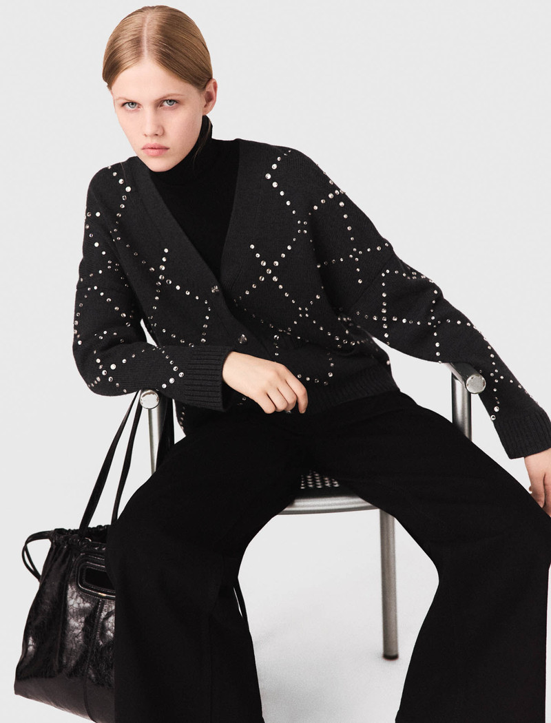 Rhinestone check cardigan 7