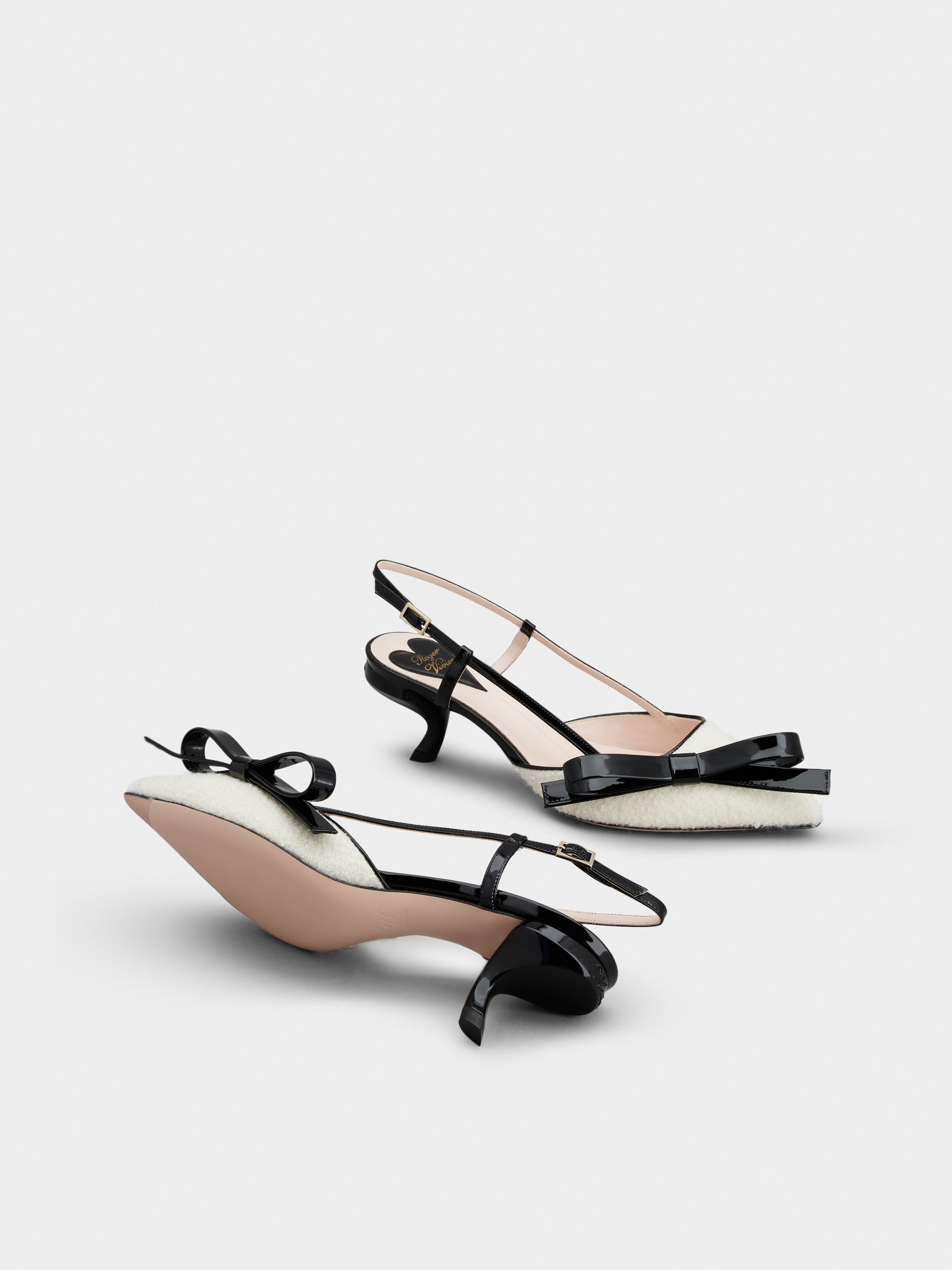 Virgule Bow Slingback Pumps in Fabric - 6