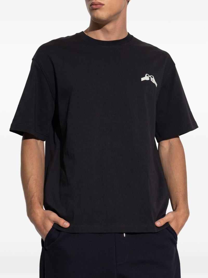 Saflorian hand-motif organic-cotton T-shirt 3