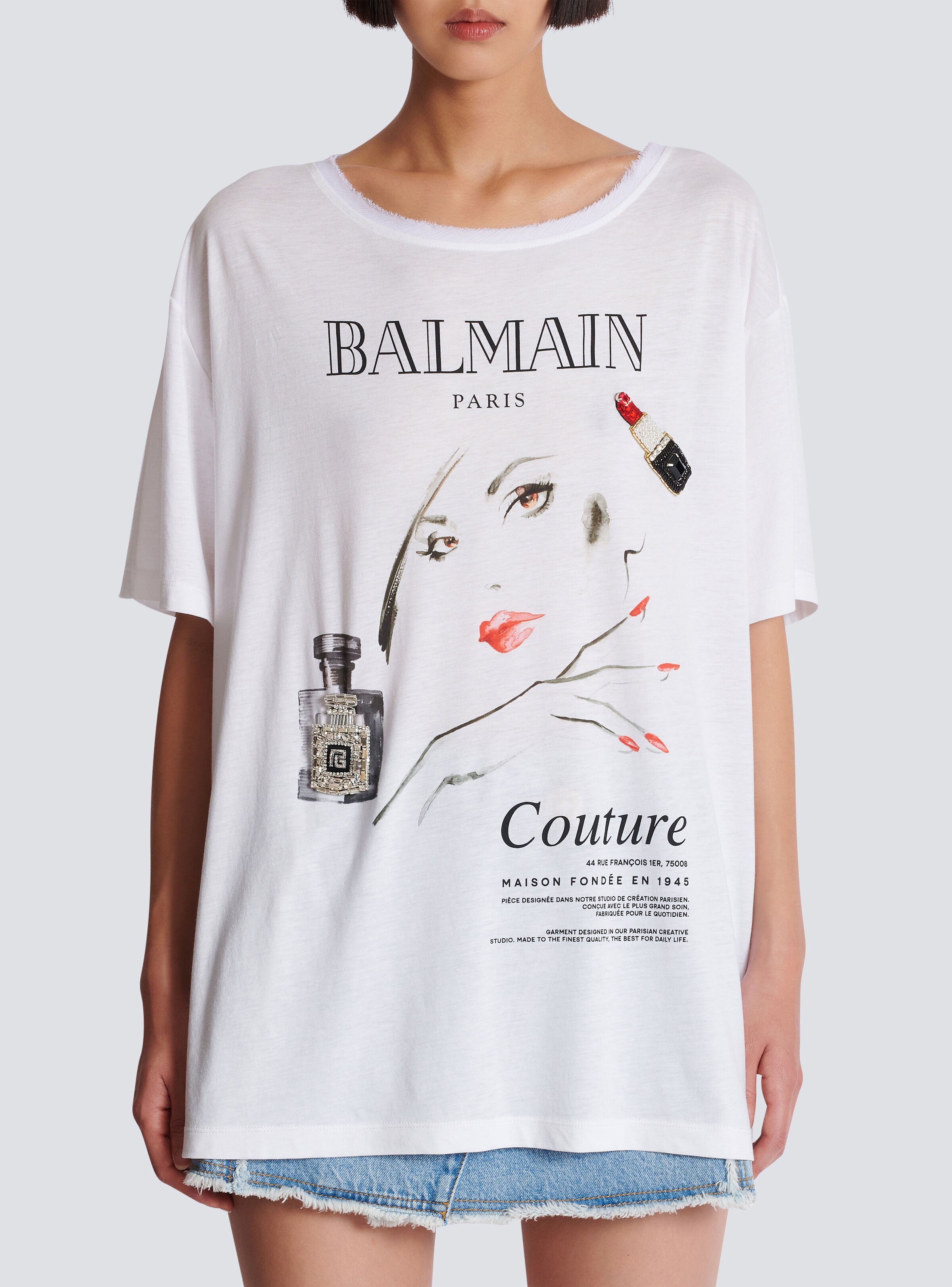 Printed Balmain Beauty T-shirt with patches - 5