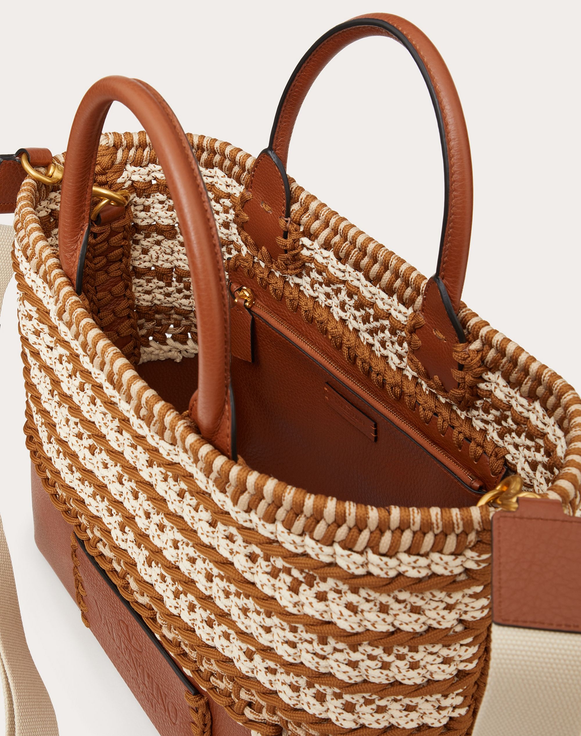 SMALL VALENTINO GARAVANI CROCHET BAGS FABRIC TOTE - 4