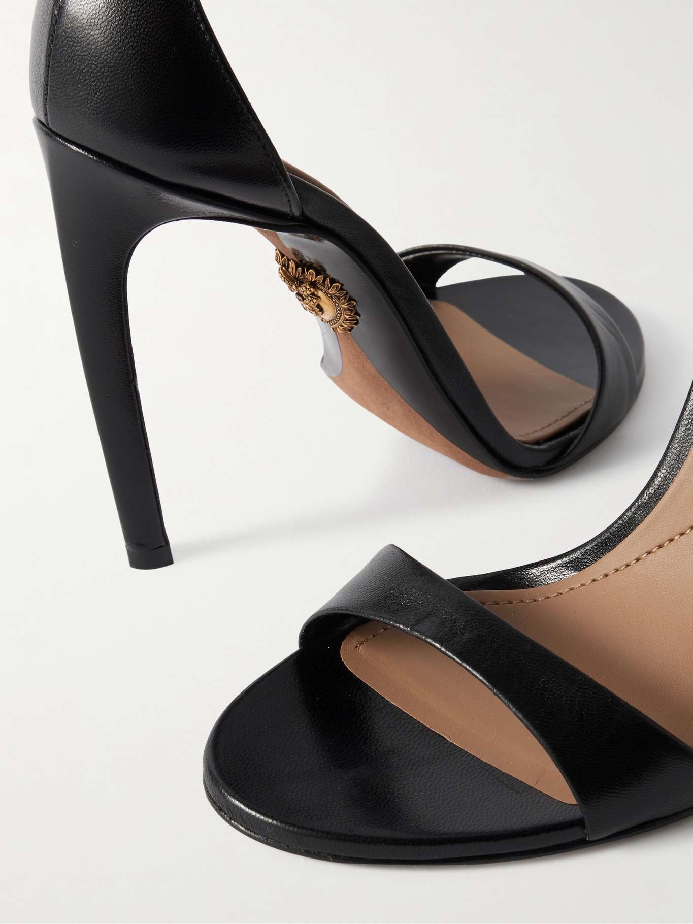 Embellished leather sandals Black - 4