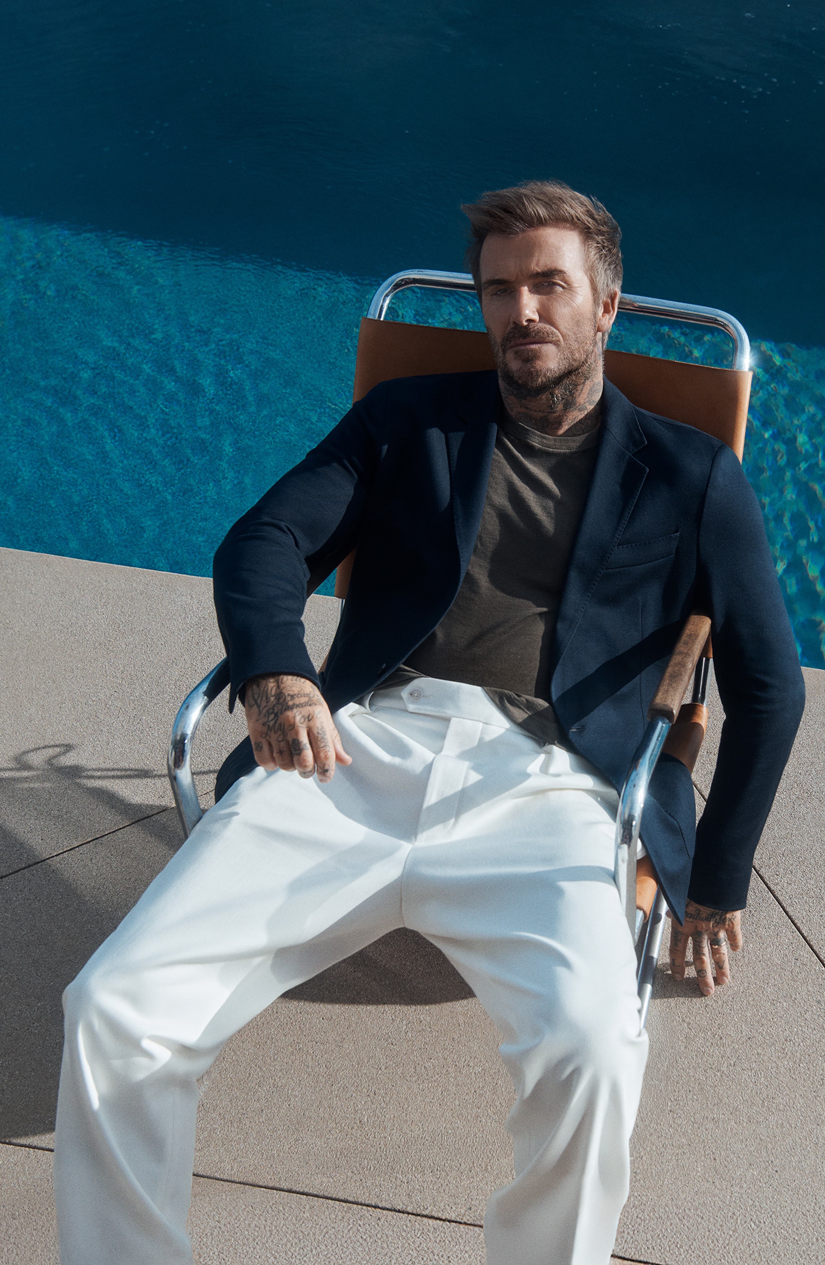 BOSS Pleated Cotton Stretch Twill Dress Pants in White at Nordstrom - 2