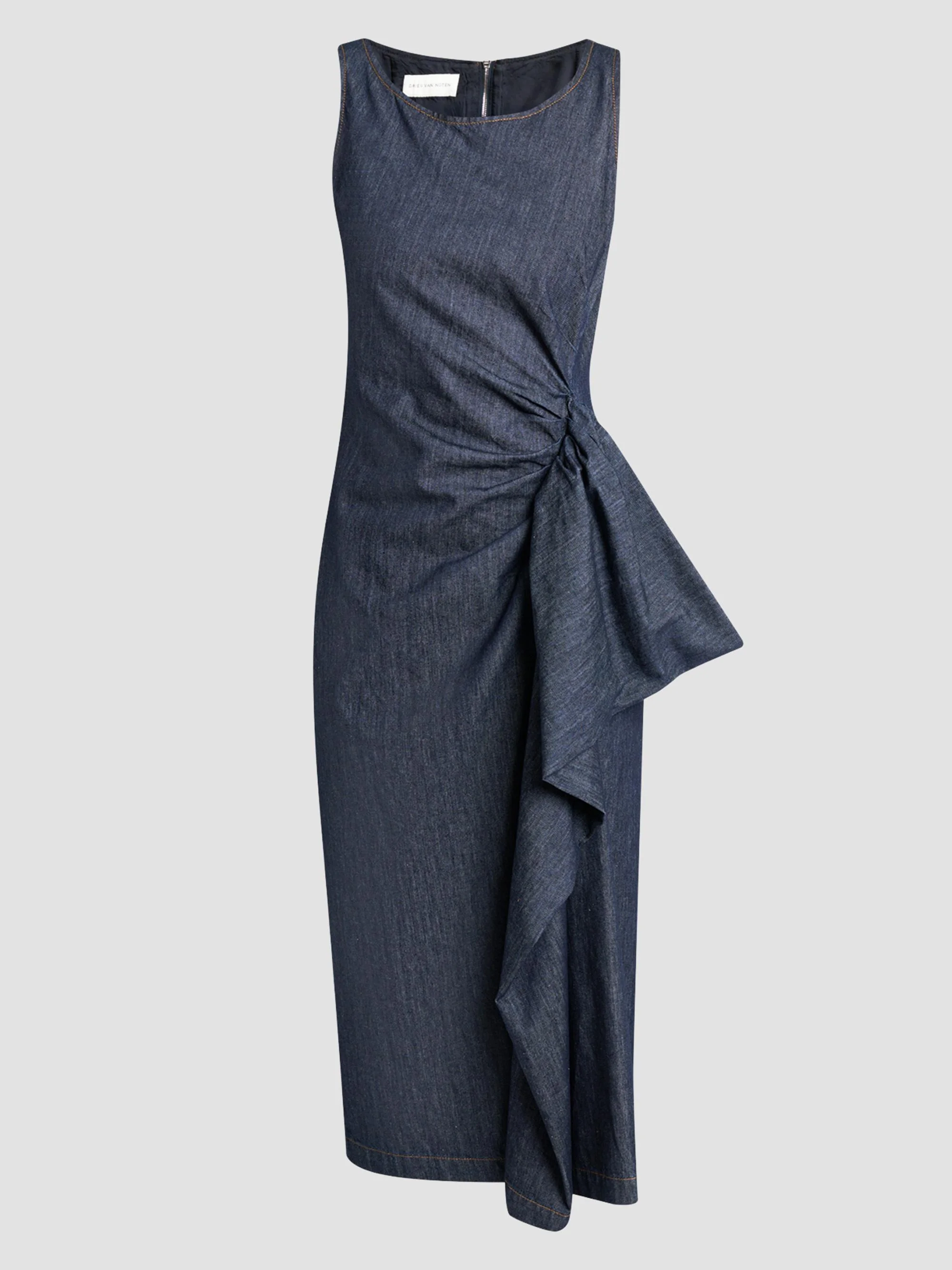 Women's Dropps Draped Cotton Sheath Dress - Indigo - 1