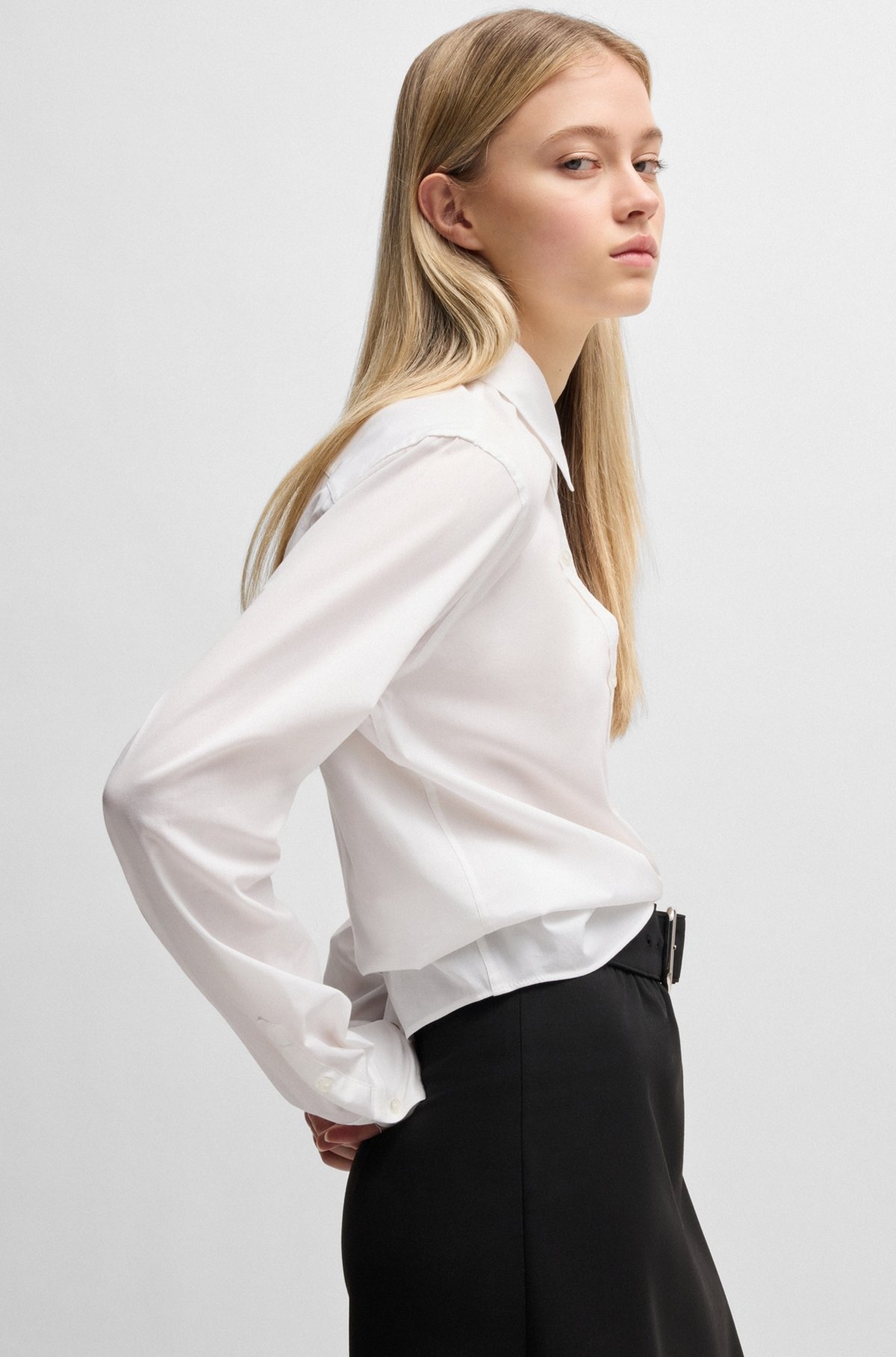 REGULAR-FIT BLOUSE IN STRETCH-COTTON CANVAS - 6