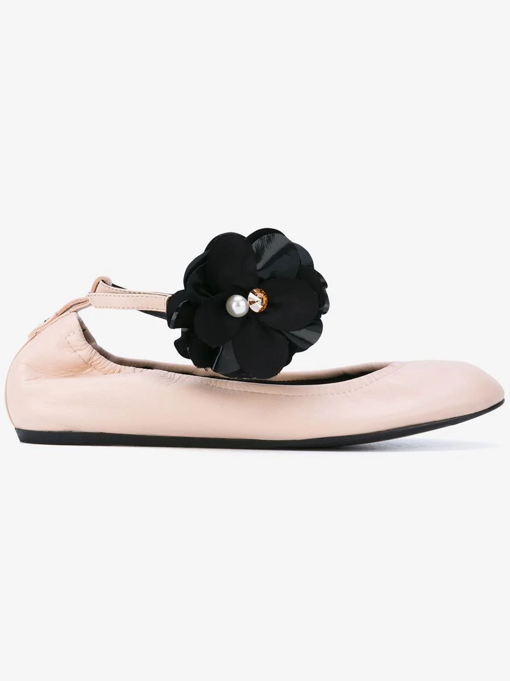 flower-embellished ankle-strap ballet flats - 1
