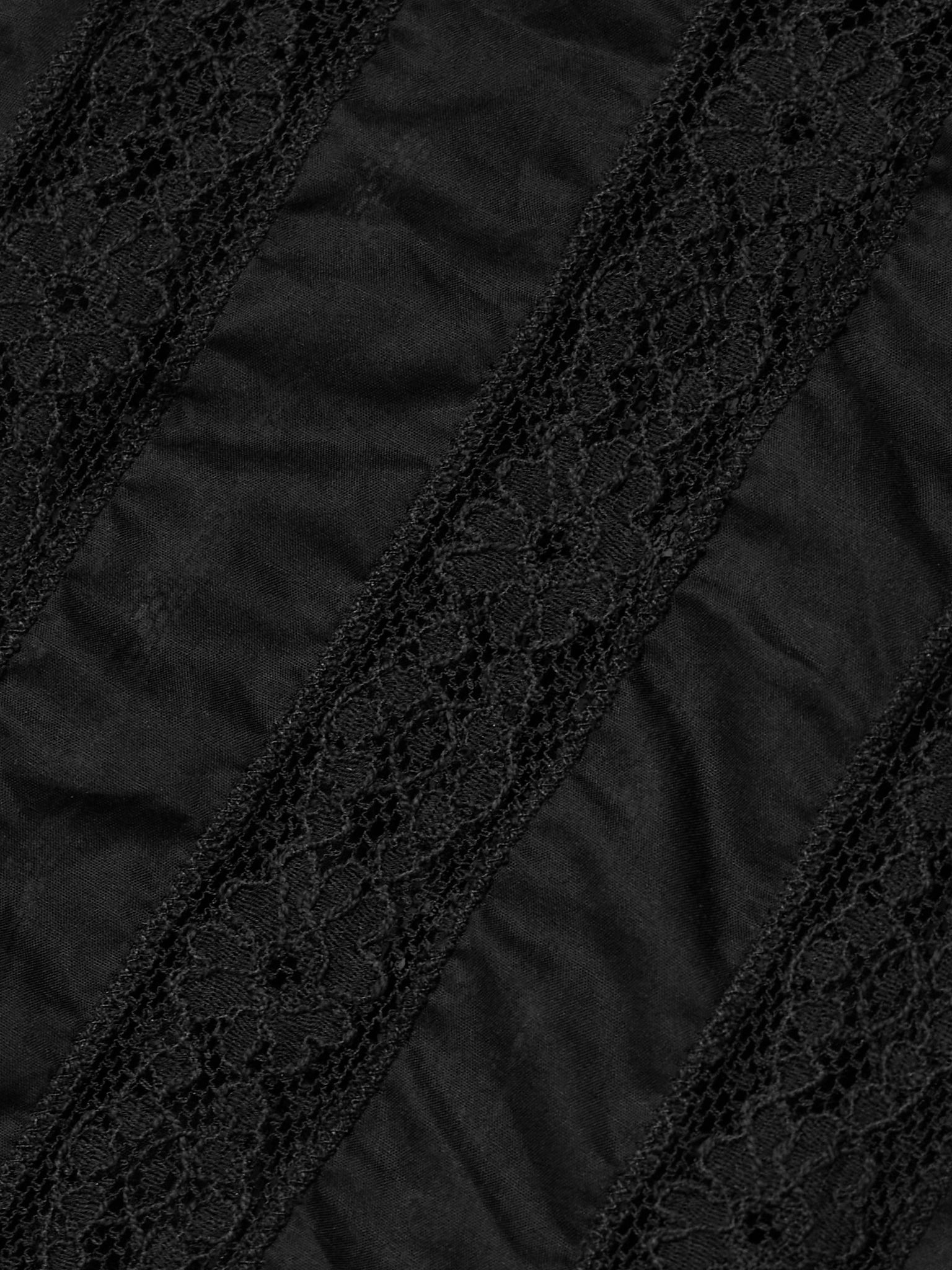 Radda ruffled paneled cotton-voile and lace top Black - 4