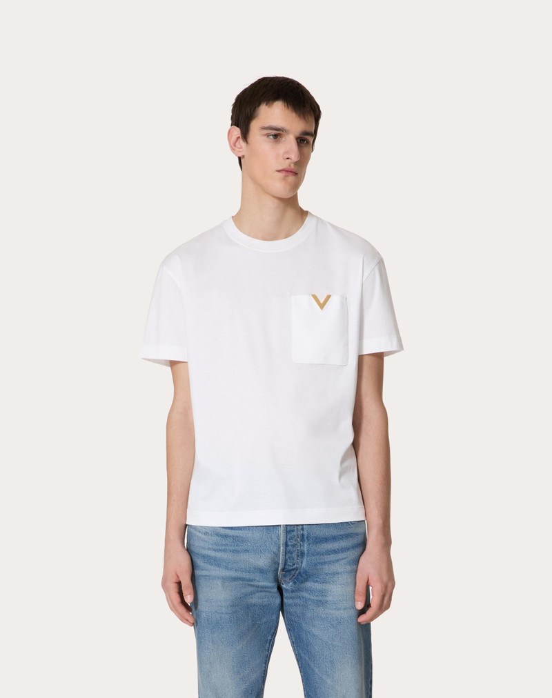 COTTON T-SHIRT WITH METALLIC V DETAIL 3