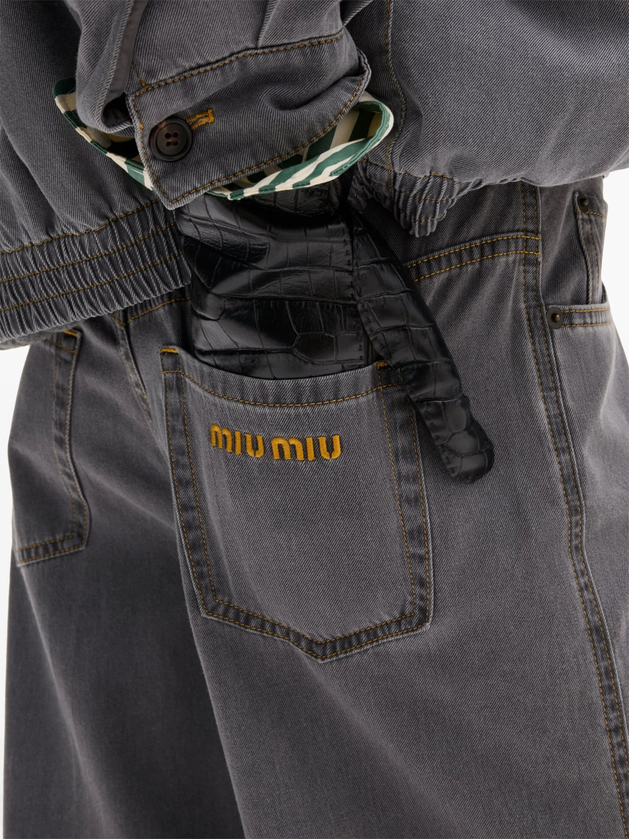 logo-embroidered wide-leg jeans - 5