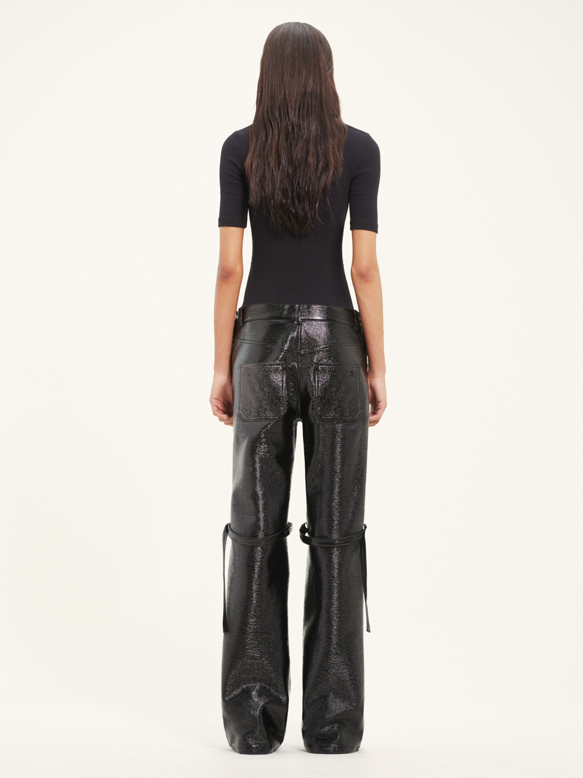 SAILOR BUCKLE VINYL BAGGY PANTS - 4