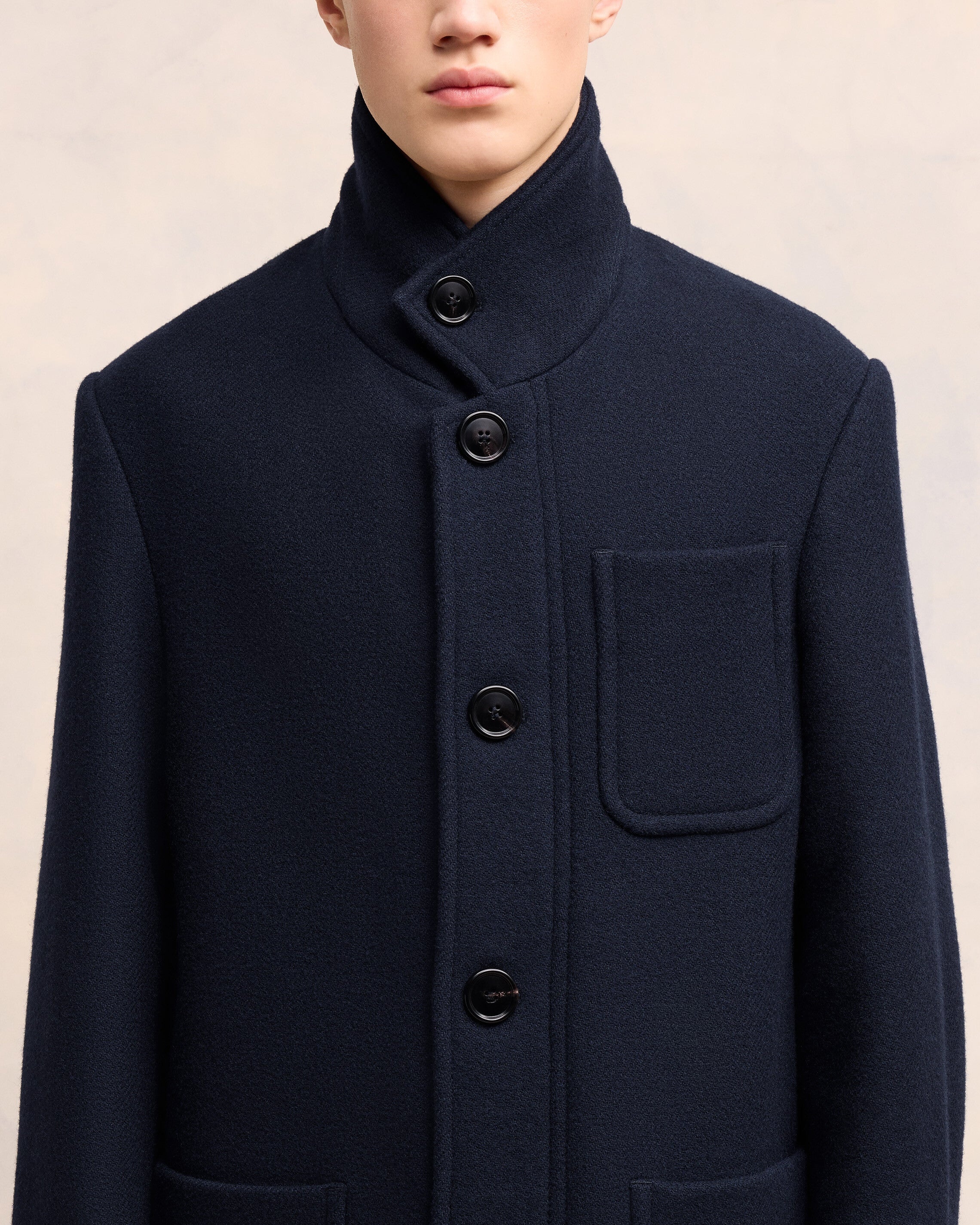 HIGH COLLAR SHORT COAT - 4