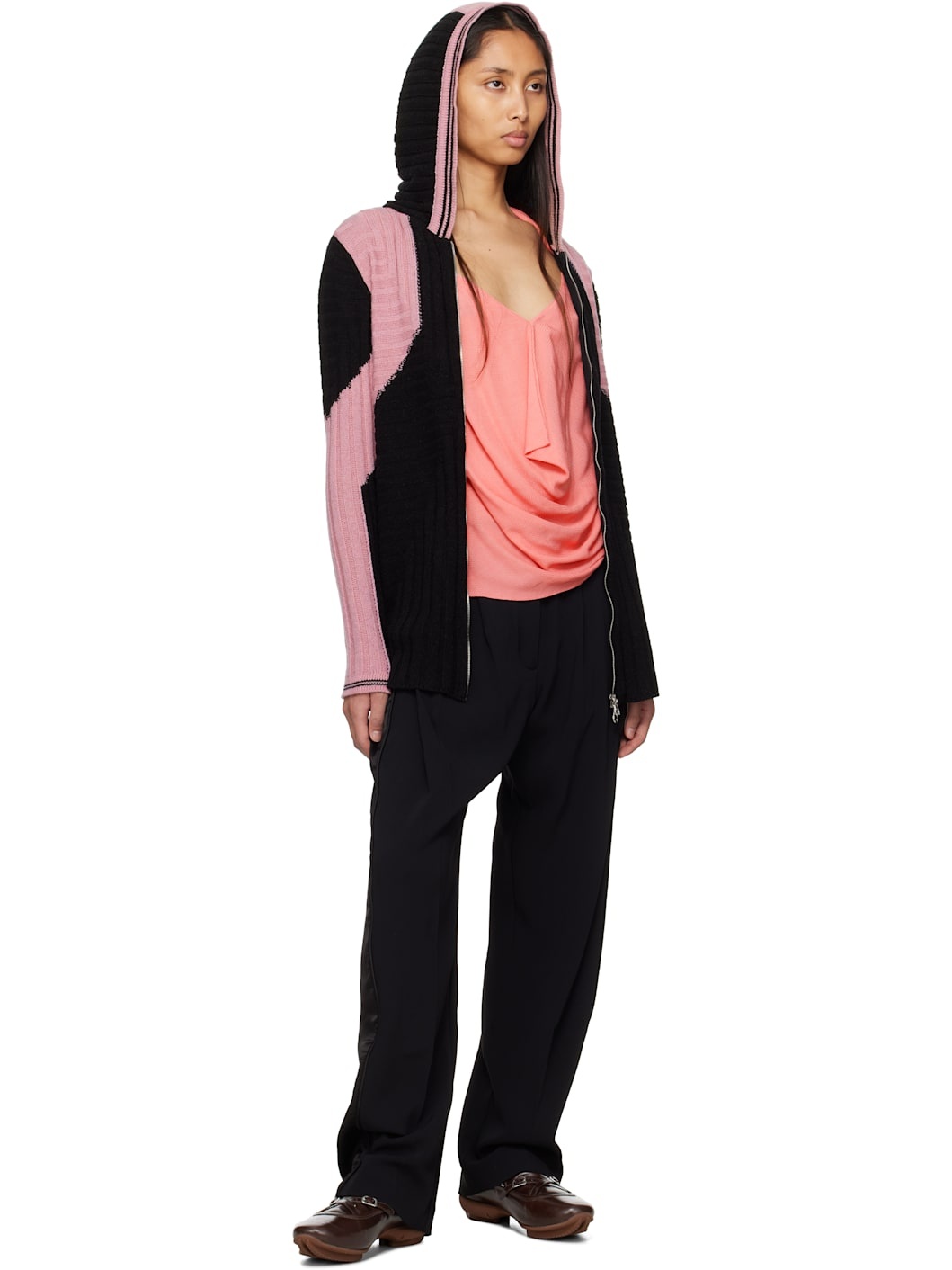 Black & Pink Dakota Oversized Knit Hoodie - 4