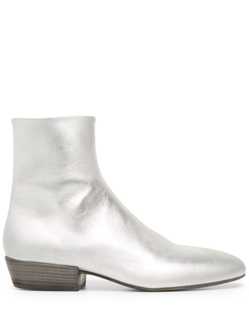 metaliic-leather ankle boots 1
