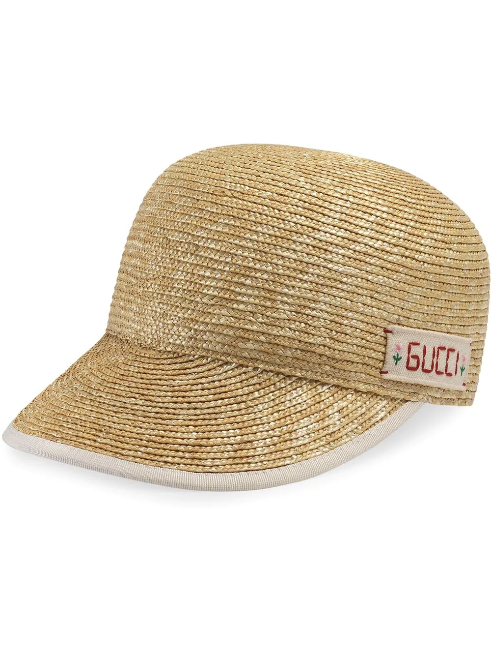 grosgrain trim straw baseball cap - 1