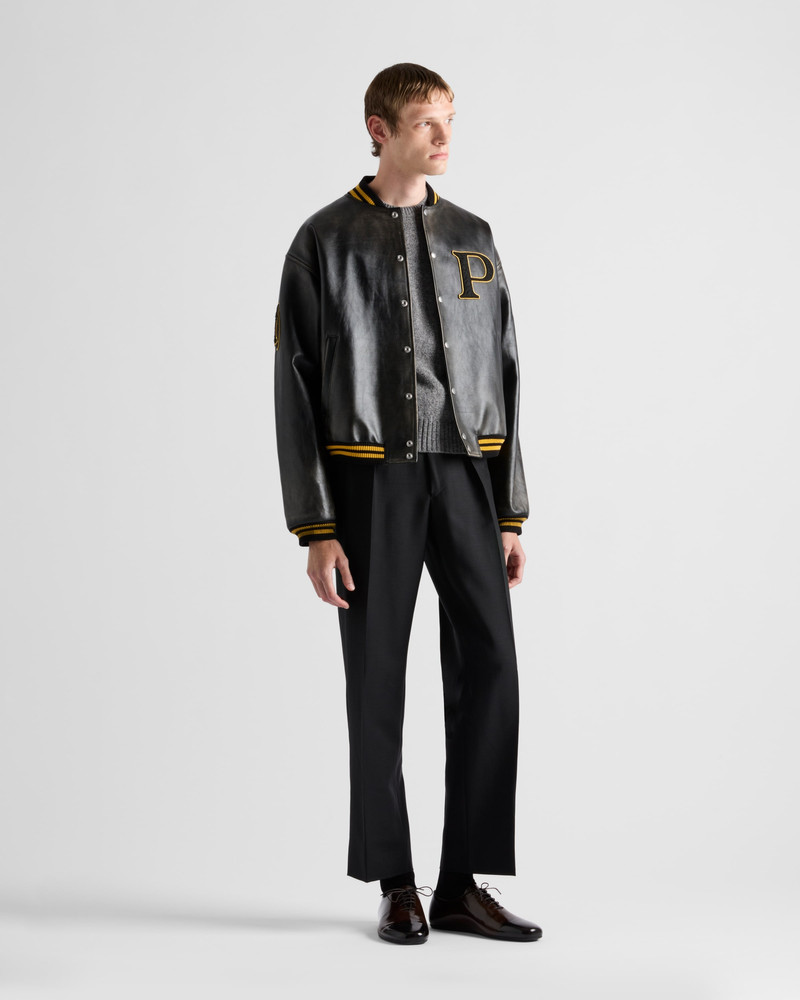Prada Padded leather bomber jacket outlook