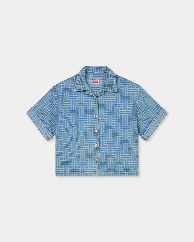 'KENZO Weave' jacquard oversized shirt in japanese denim - 1