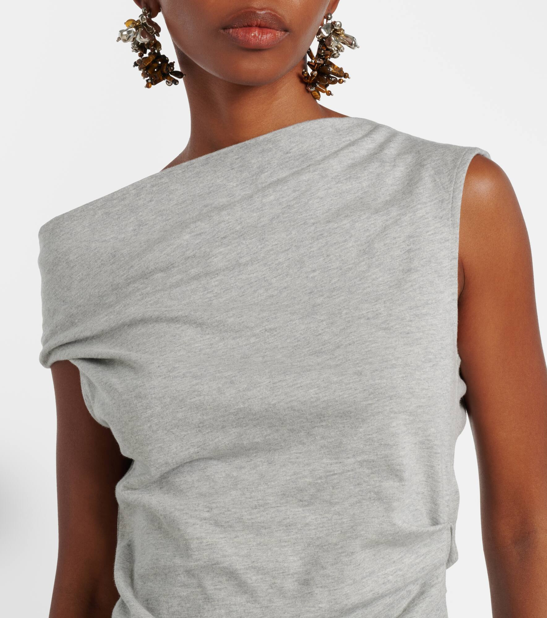 Draped cotton jersey top - 4