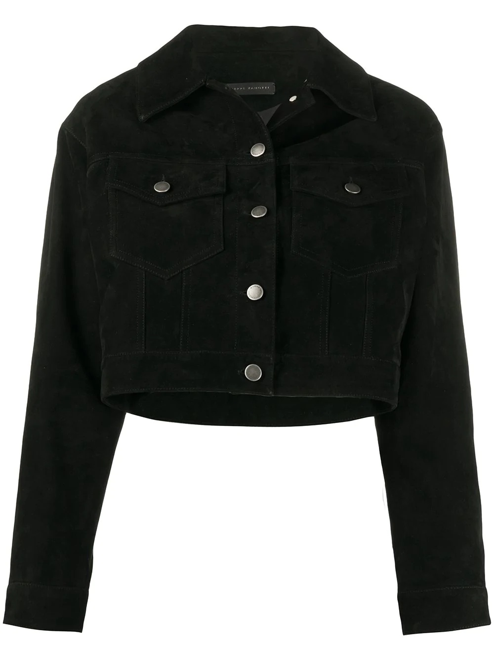 cropped suede jacket - 1