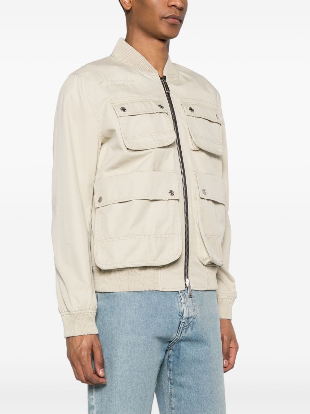 zip-up cotton bomber jacket - 3