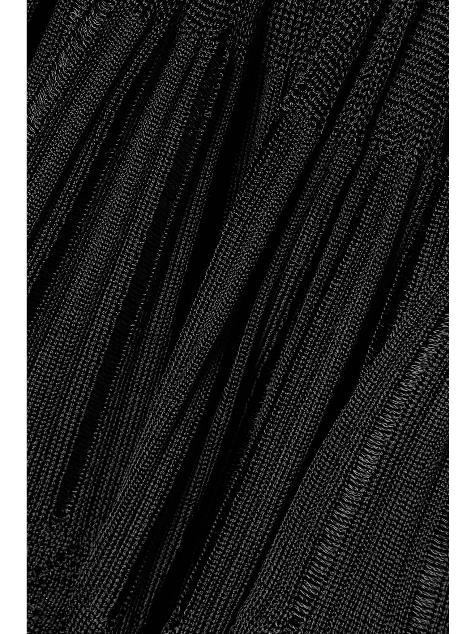 Ribbed pointelle-knit mini dress Black - 4