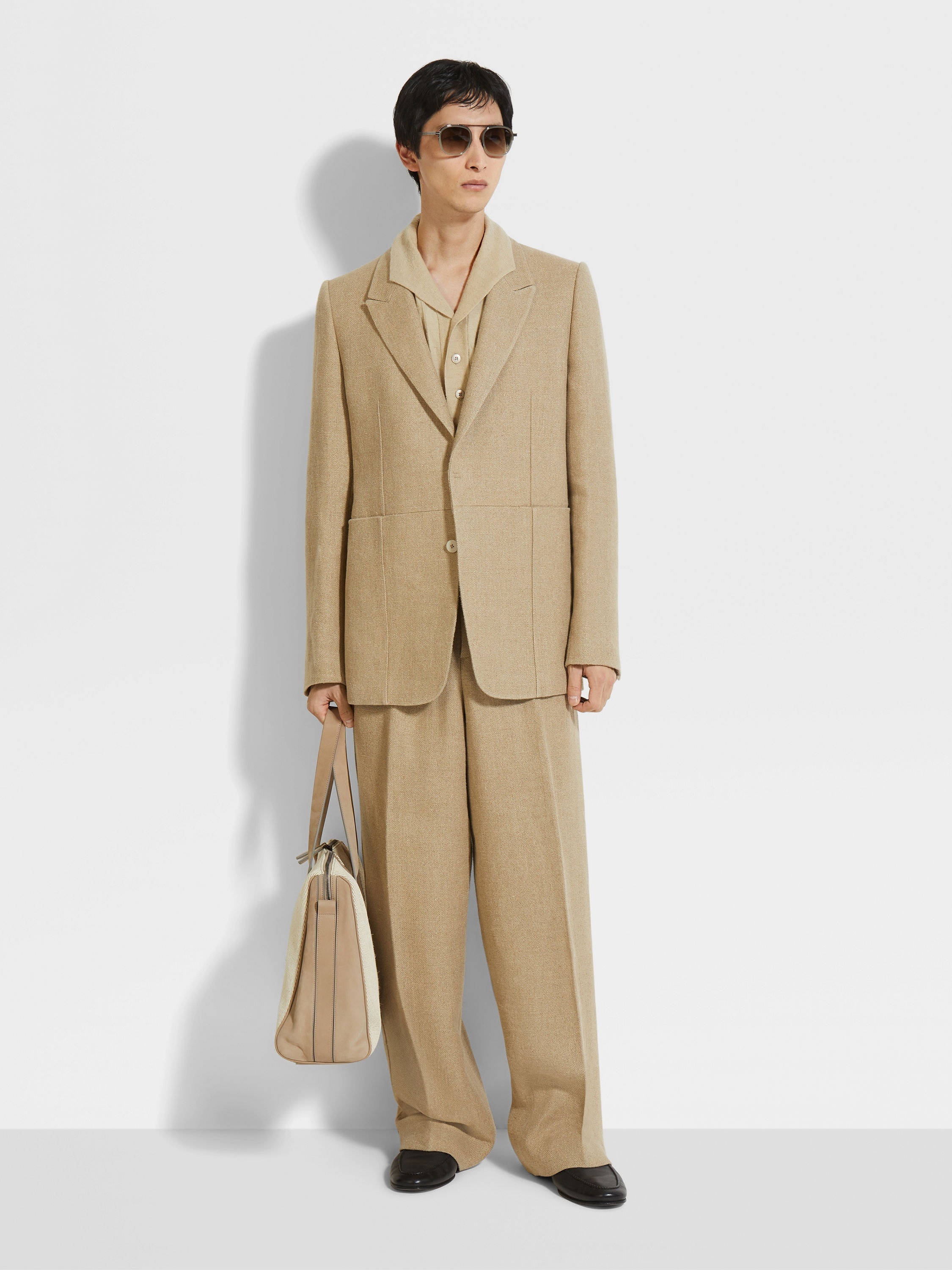 BEIGE MÉLANGE LINEN PANTS - 3