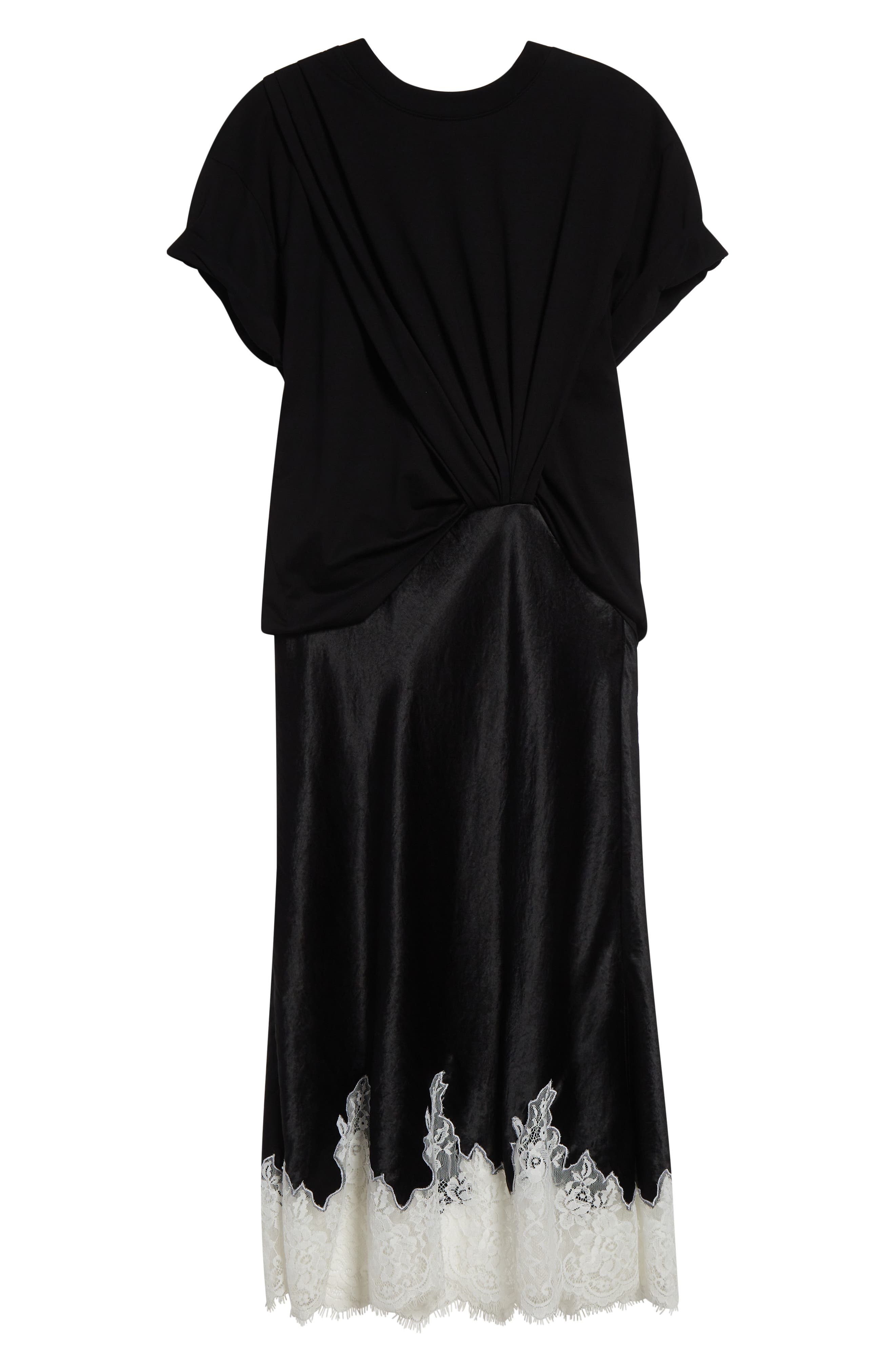 3.1 Phillip Lim Mixed Media Short Sleeve Dress in Black-White Multi at Nordstrom - 5