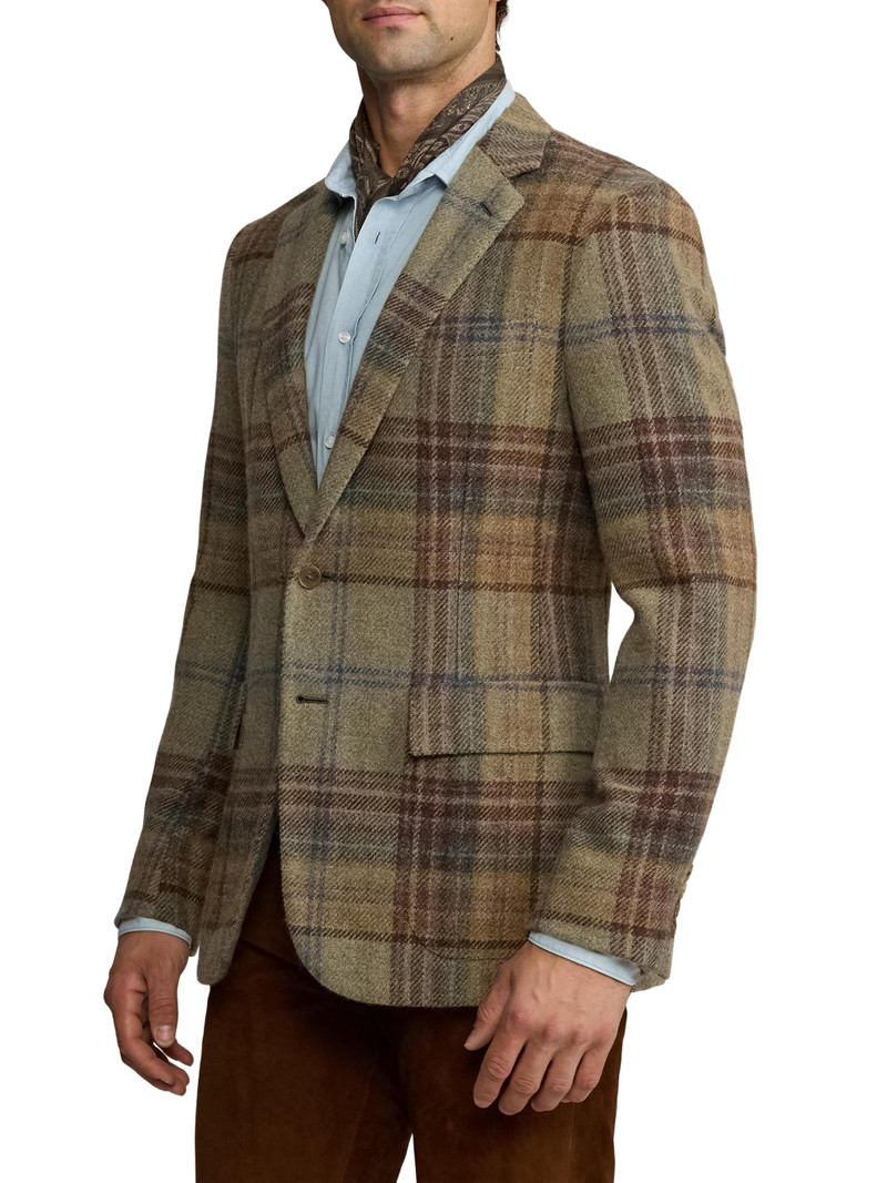 Men's Kent Hand-Tailored Plaid Wool Sportcoat - Sage Brown Tan Multi 4