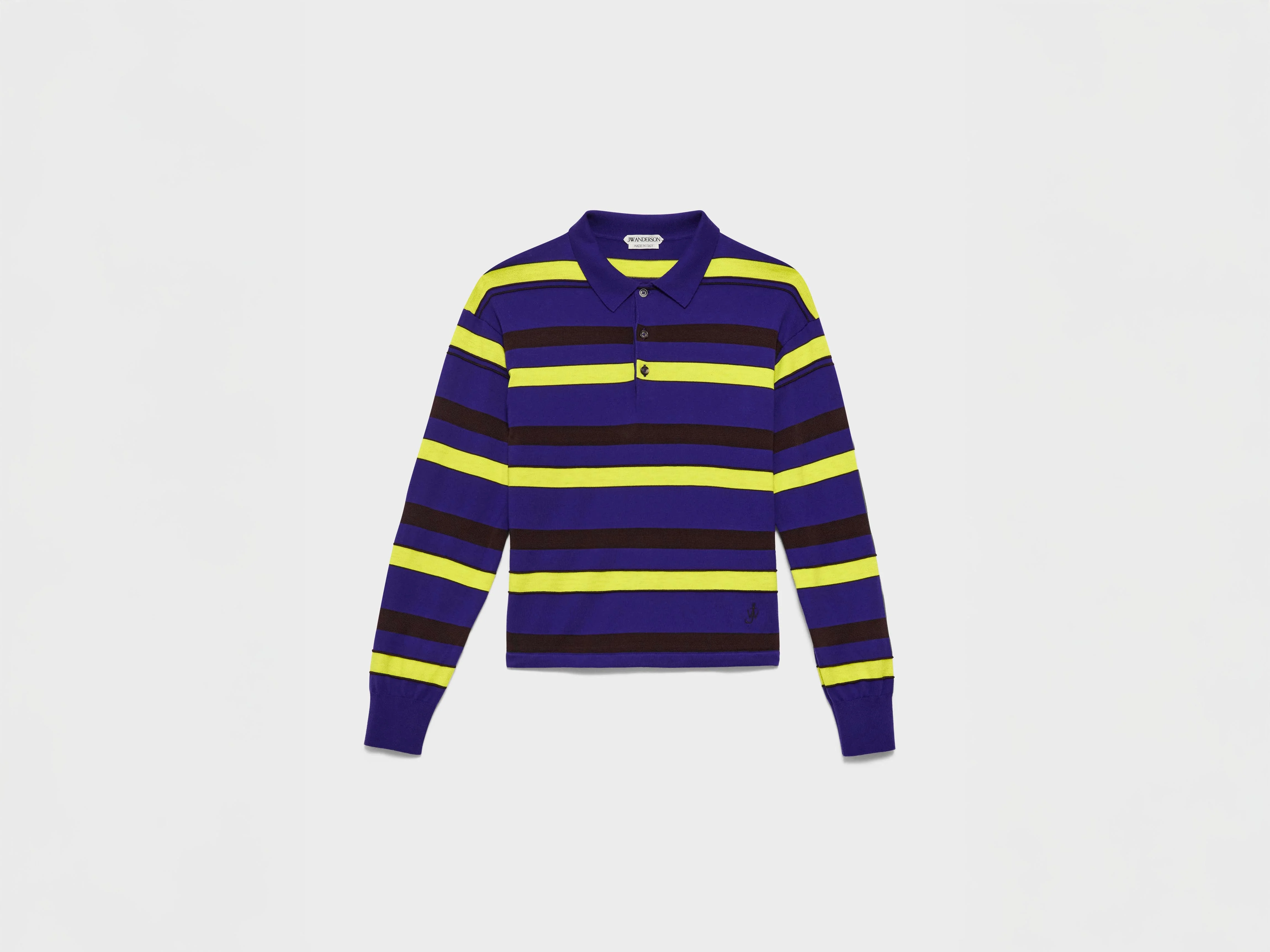 MENS KNITTED STRIPED RUGBY POLO TOP IN ULTRAVIOLET - 1