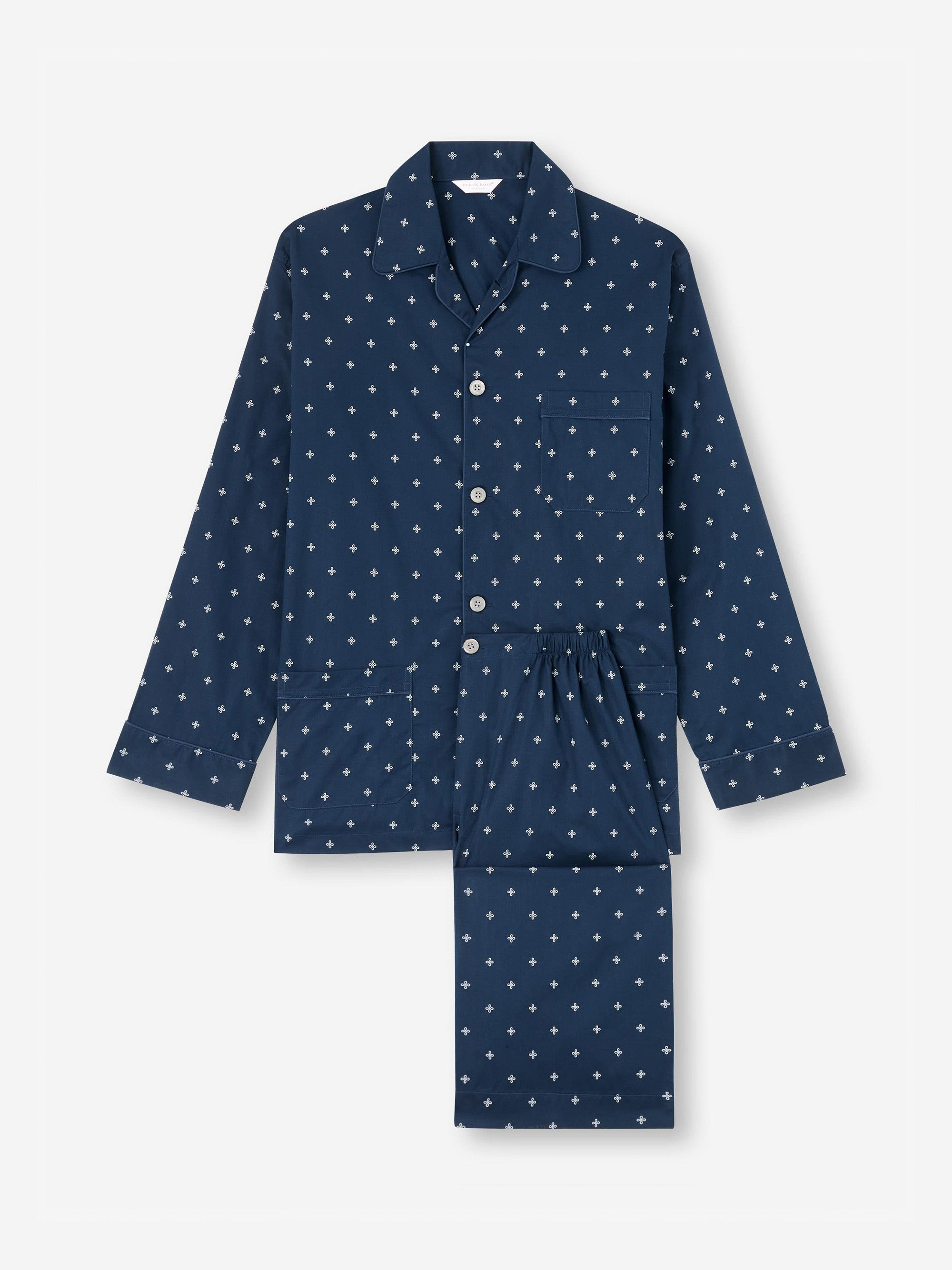 Men's Classic Fit Pajamas Nelson 102 Cotton Batiste Navy - 2
