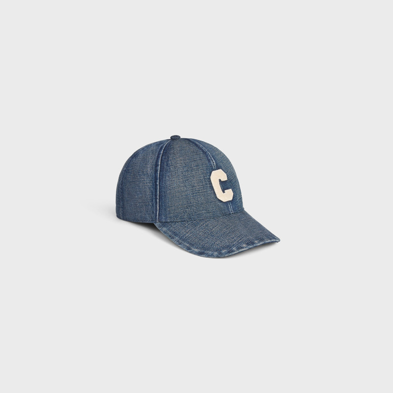 initial baseball cap in denim 1